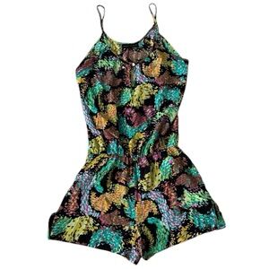 Revolve Karina Grimaldi Romper Size‎ S M Geometric Black Shorts Tank Top Beach